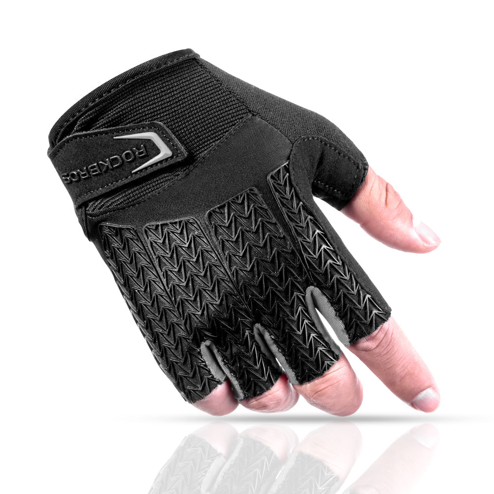 Guantes de medio dedo ROCKBROS con gel de silicona líquida y almohadilla de palma SBR 