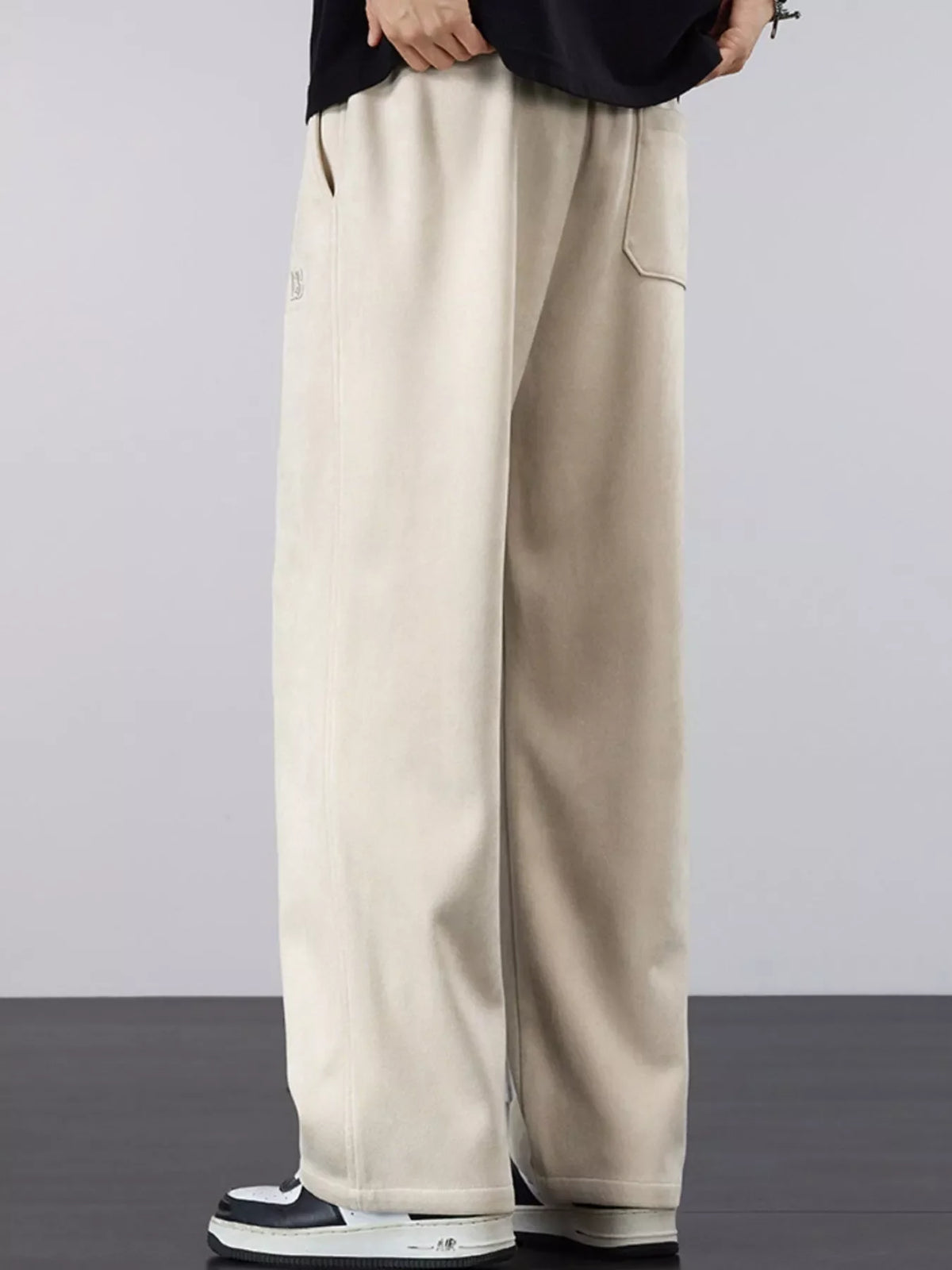 Pantalones casuales de talla grande para hombre, holgados con cordón