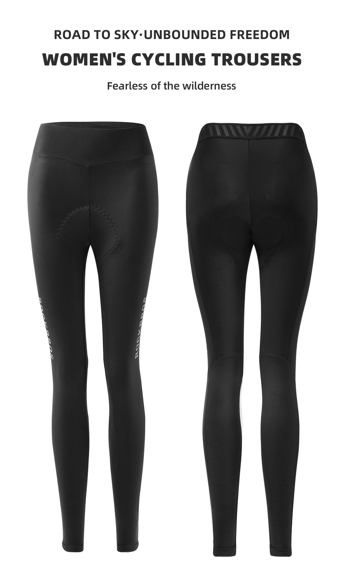 Mallas de ciclismo para mujer 【ROAD TO SKY】by ROCKBROS en negro