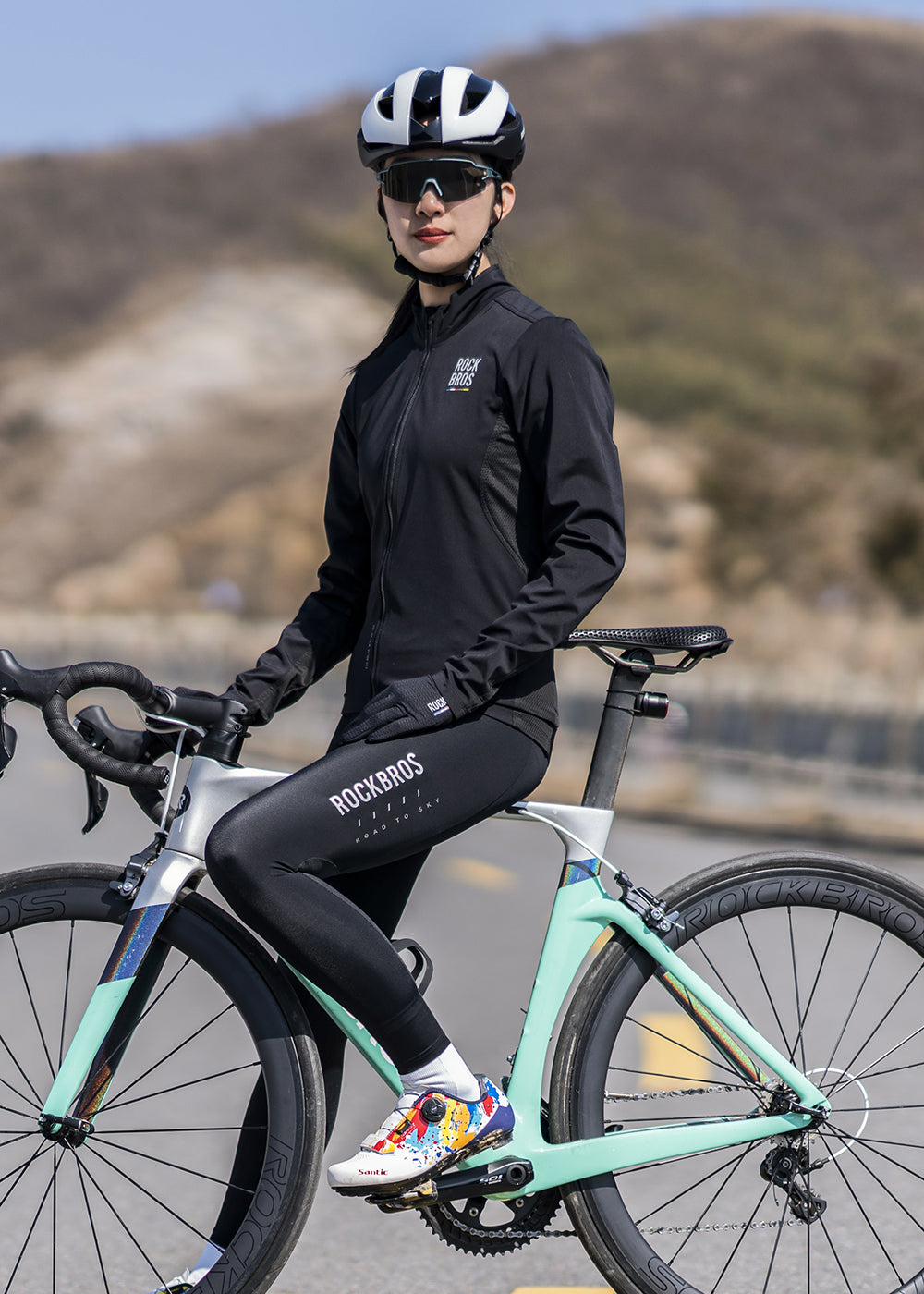 Mallas de ciclismo para mujer 【ROAD TO SKY】by ROCKBROS en negro