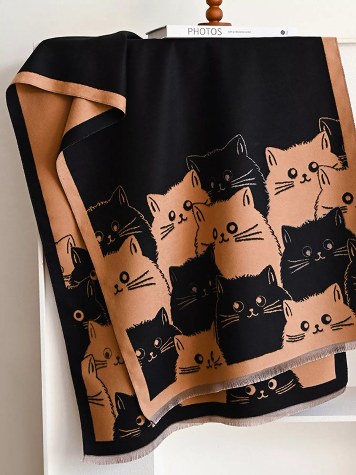 Bufanda de punto con patrón de gatito adorable