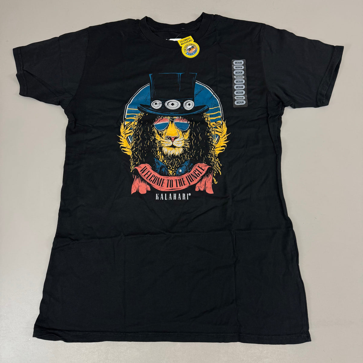 THE DUCK COMPANY Welcome To The Jungle Kalahari T-Shirt Adult Medium Black,Blue,Yellow