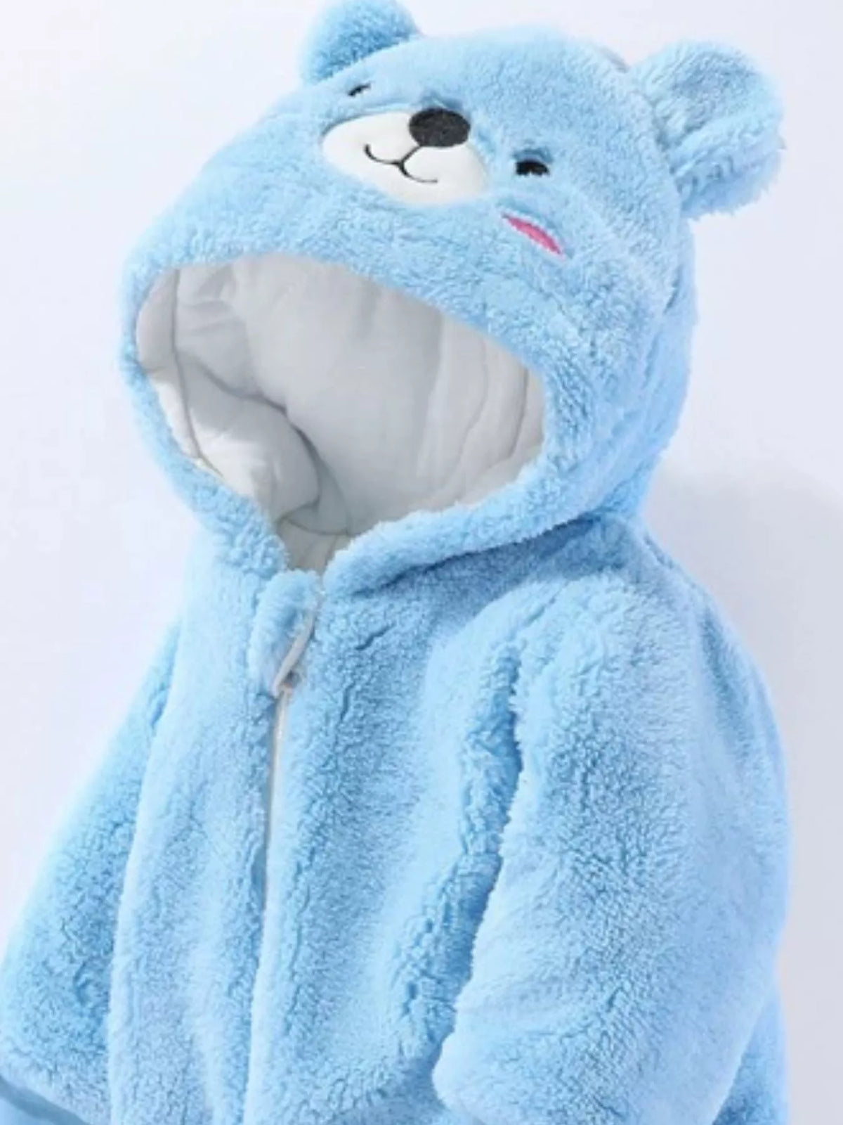 Mono de forro polar con capucha y orejas de oso para niños