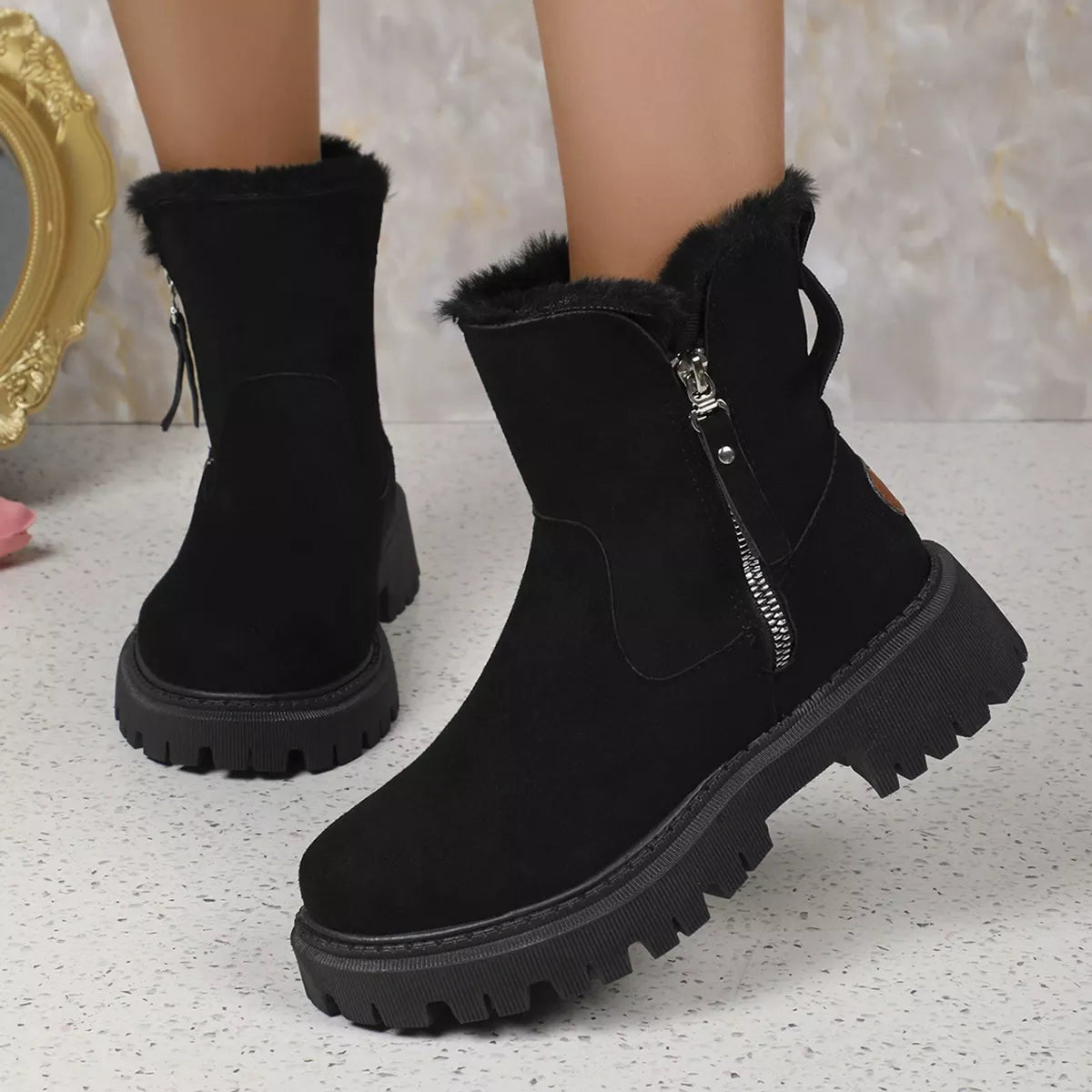 Botines con forro suave y cremallera