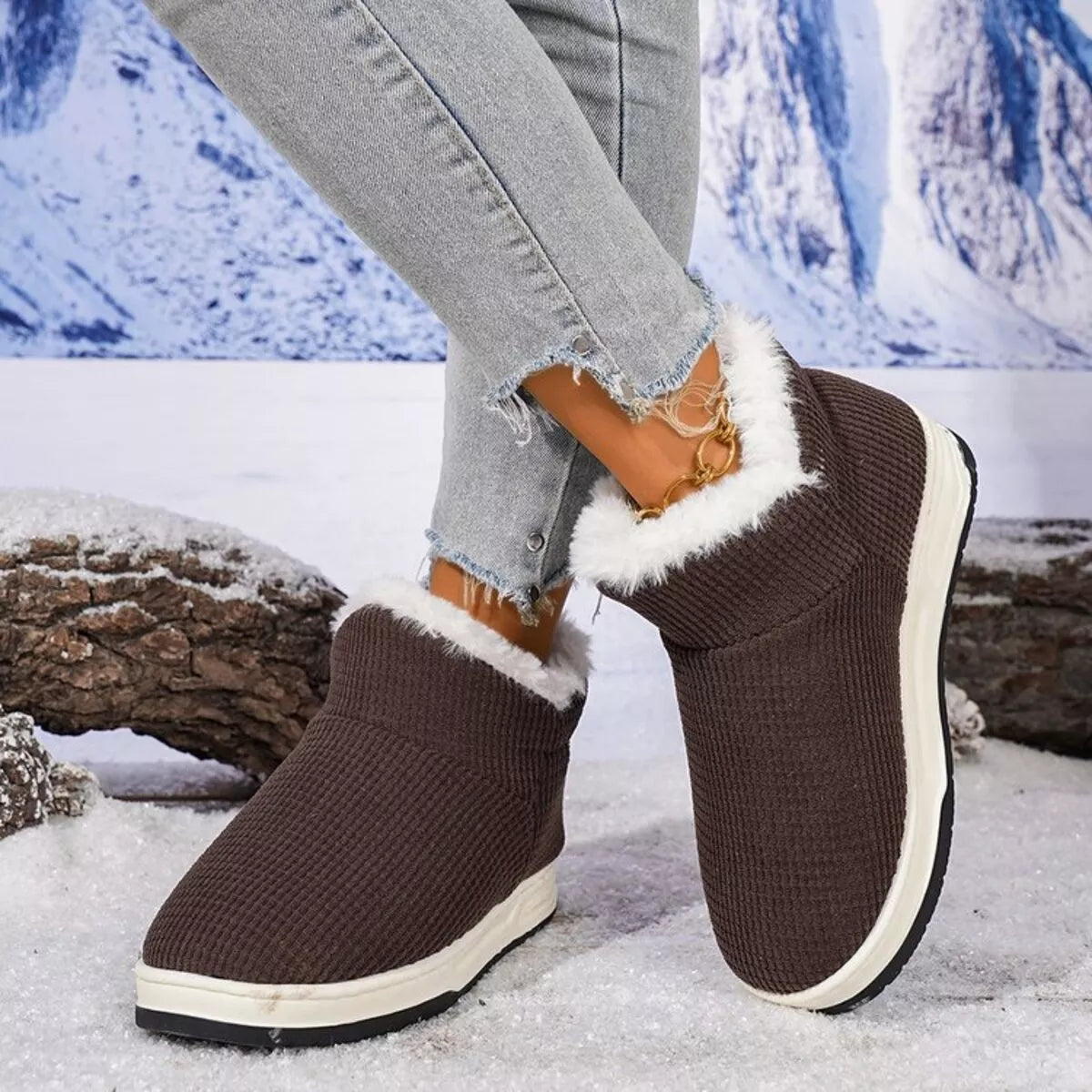 Botines de punto acogedores con forro de felpa