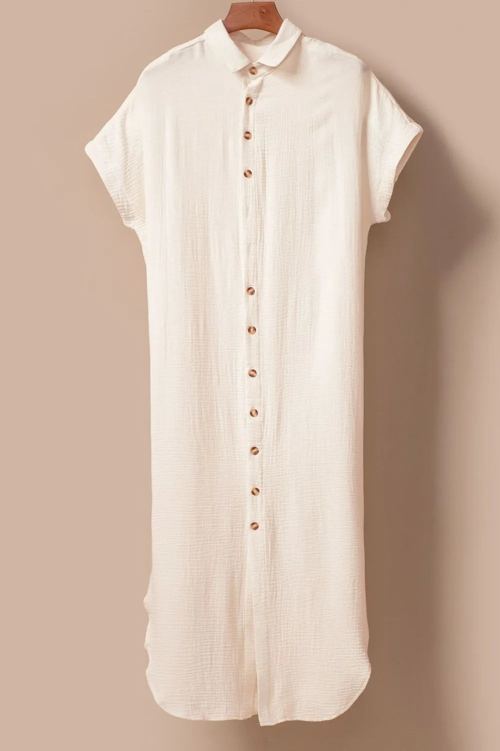 Vestido camisero midi de manga corta con botones