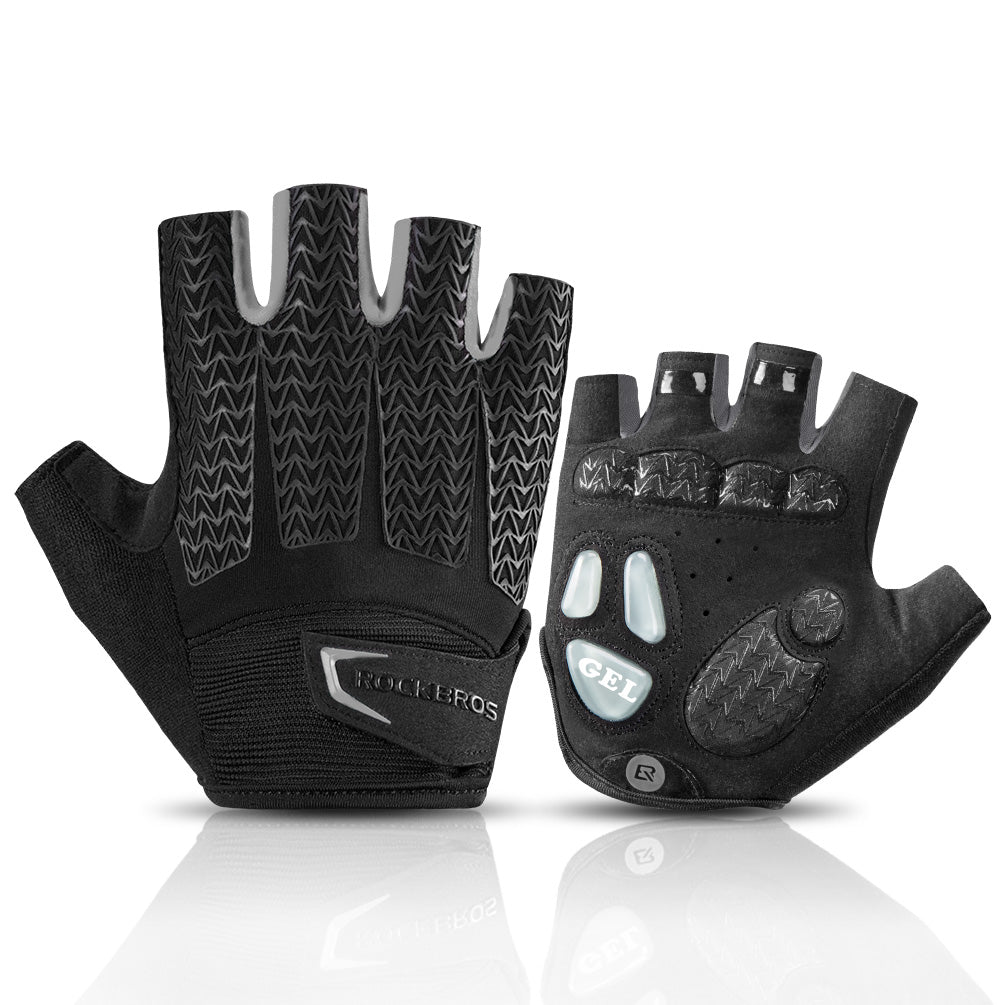 Guantes de medio dedo ROCKBROS con gel de silicona líquida y almohadilla de palma SBR 