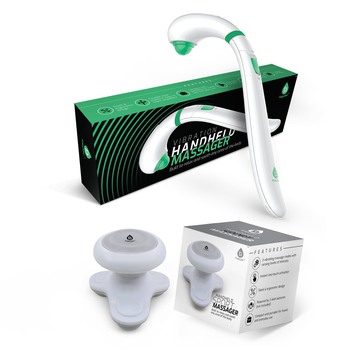 Masajeador de varita con mini masajeador de mano