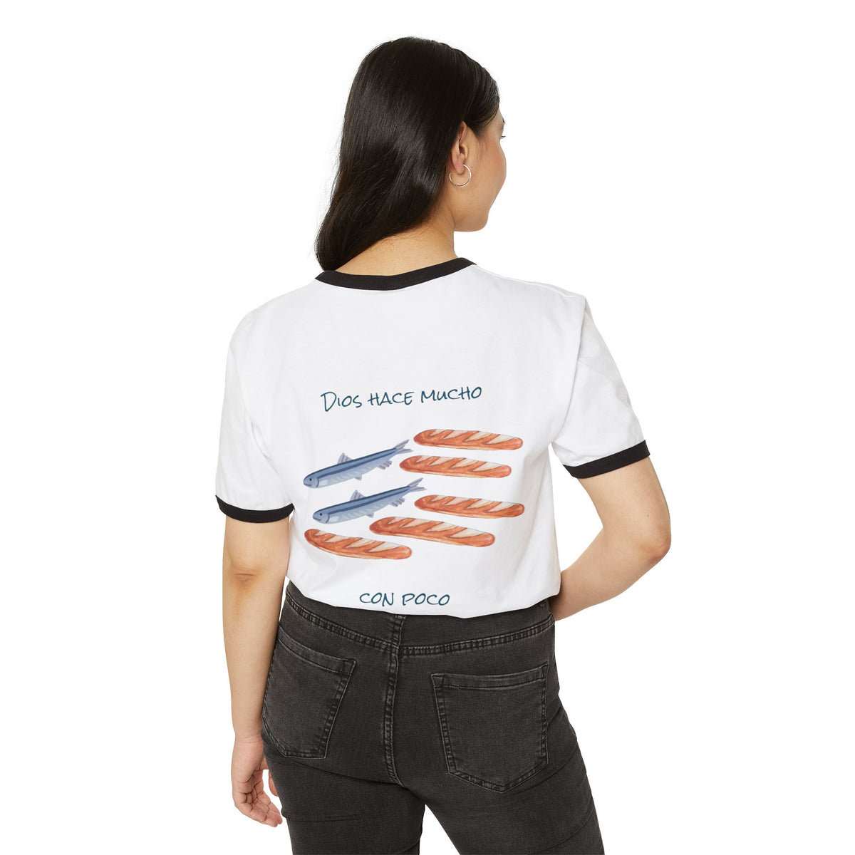 Ringer T-Shirt — 'Dios Hace Mucho Con Poco'