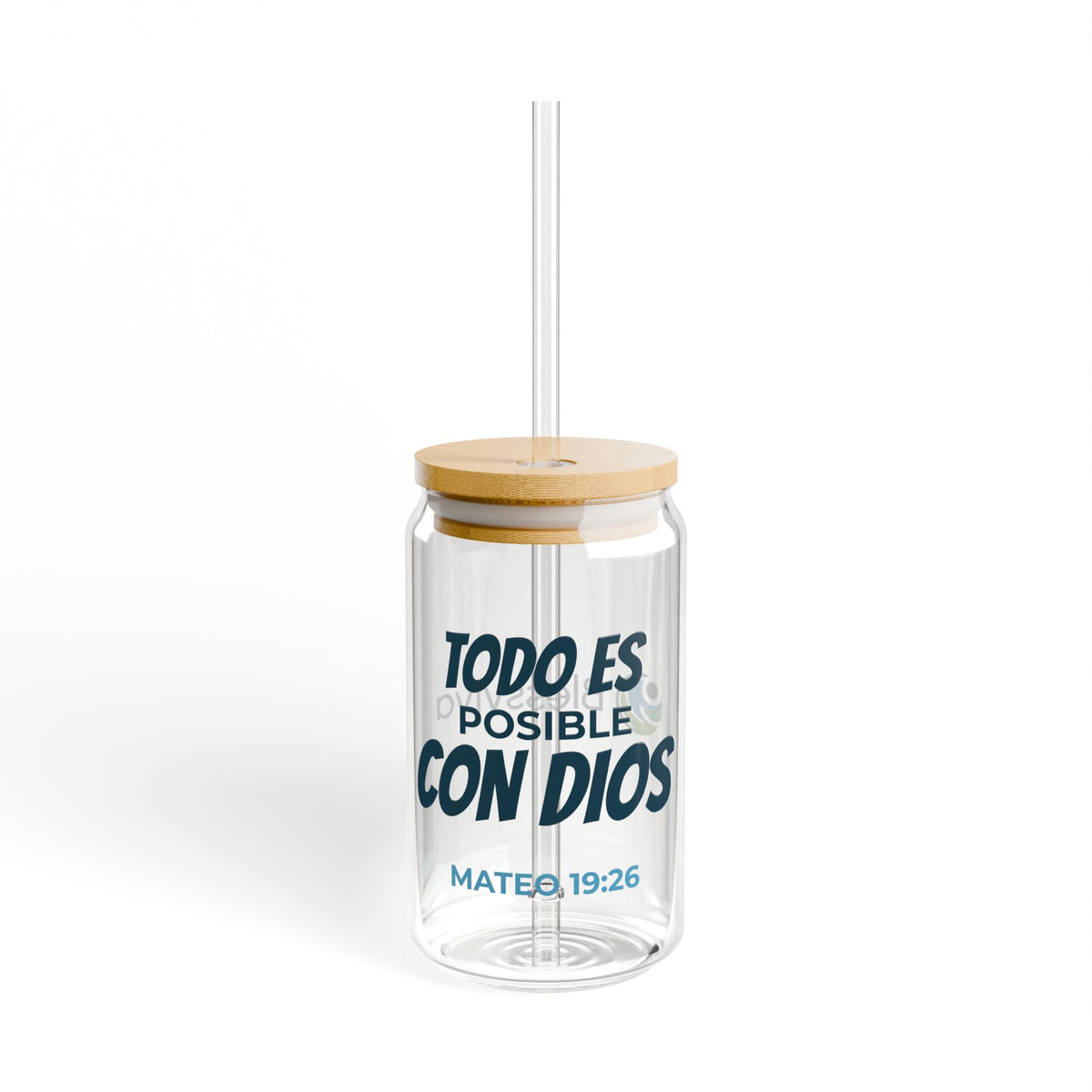 Glass Sipper — "Todo es posible con Dios" Mateo 19:26 Vaso inspirador (16oz)
