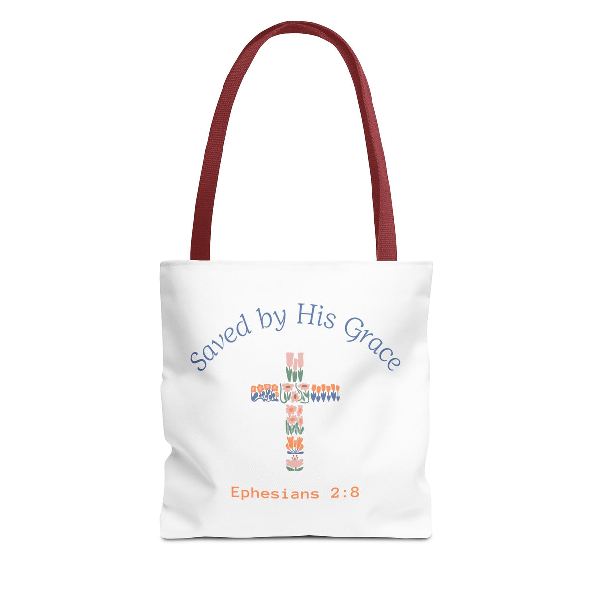Bolsa tote cristiana — "Salva por Su gracia"