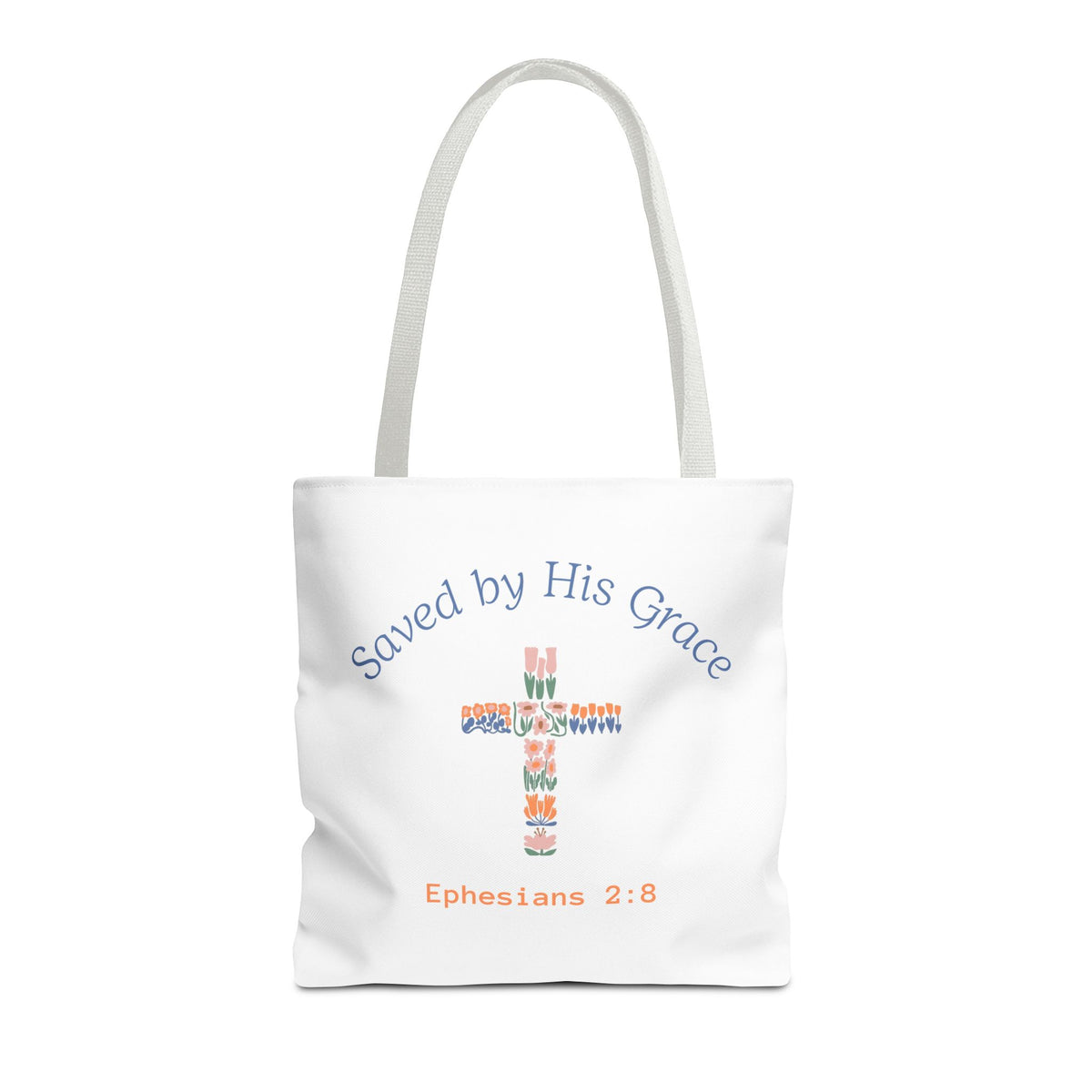 Bolsa tote cristiana — "Salva por Su gracia"