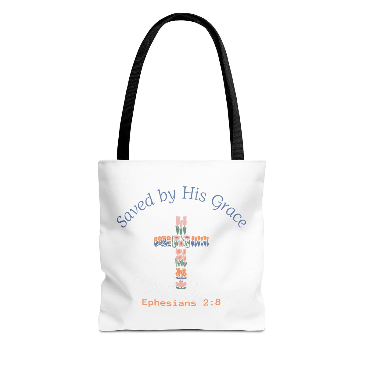Bolsa tote cristiana — "Salva por Su gracia"