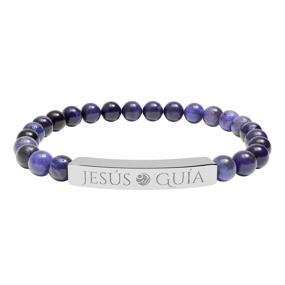 Pulsera de barra de piedra natural grabada - "Jesús guía"