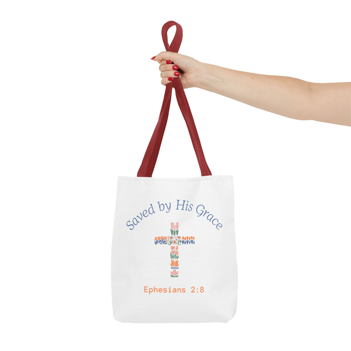 Bolsa tote cristiana — "Salva por Su gracia"