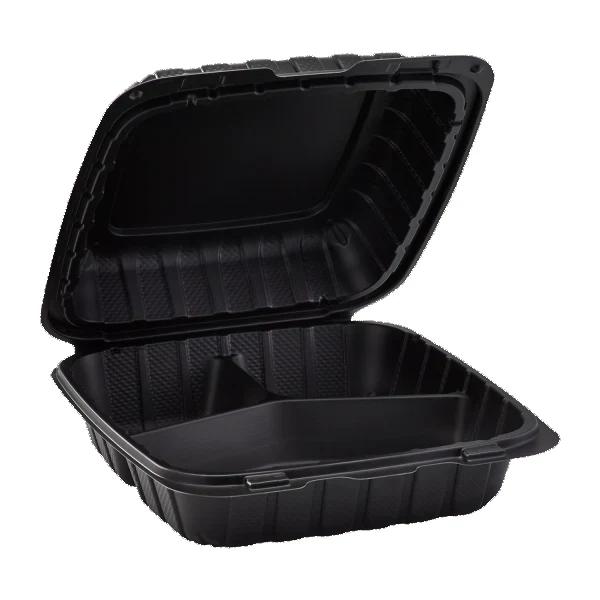 Mineral Container Three Compartment Black 8"x 8" x 3" box 150 units
