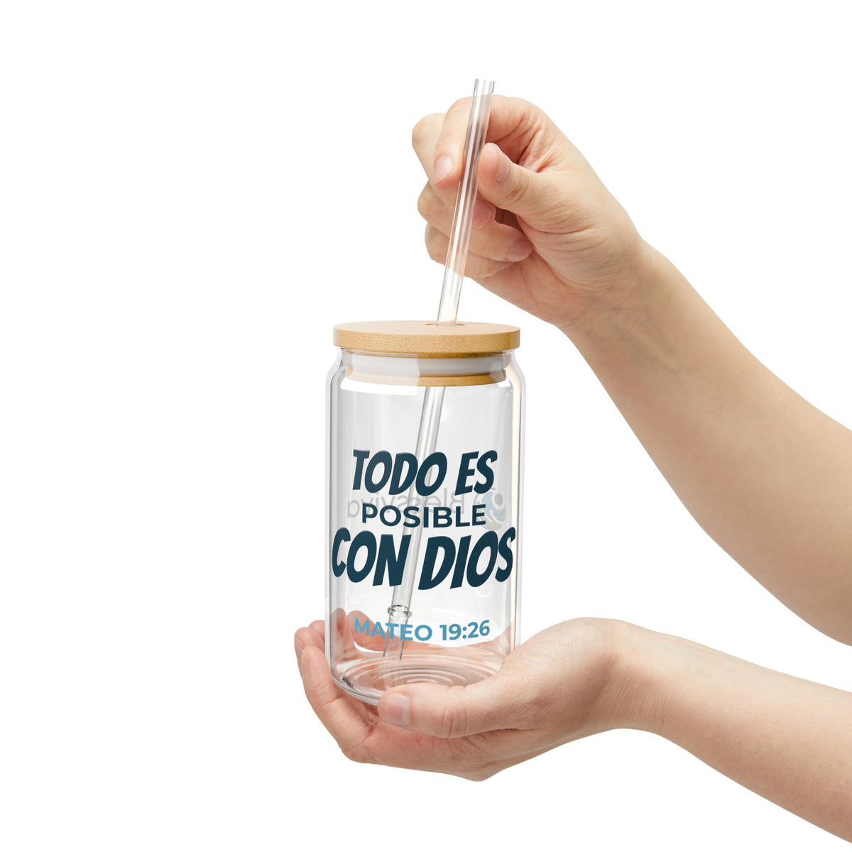 Glass Sipper — "Todo es posible con Dios" Mateo 19:26 Vaso inspirador (16oz)