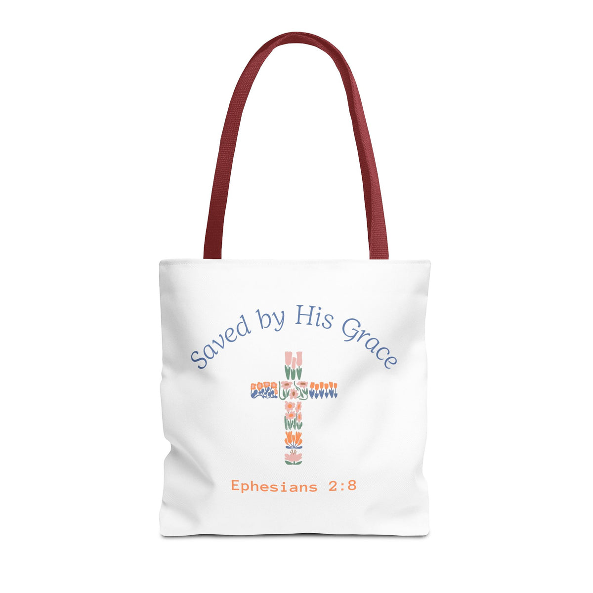 Bolsa tote cristiana — "Salva por Su gracia"