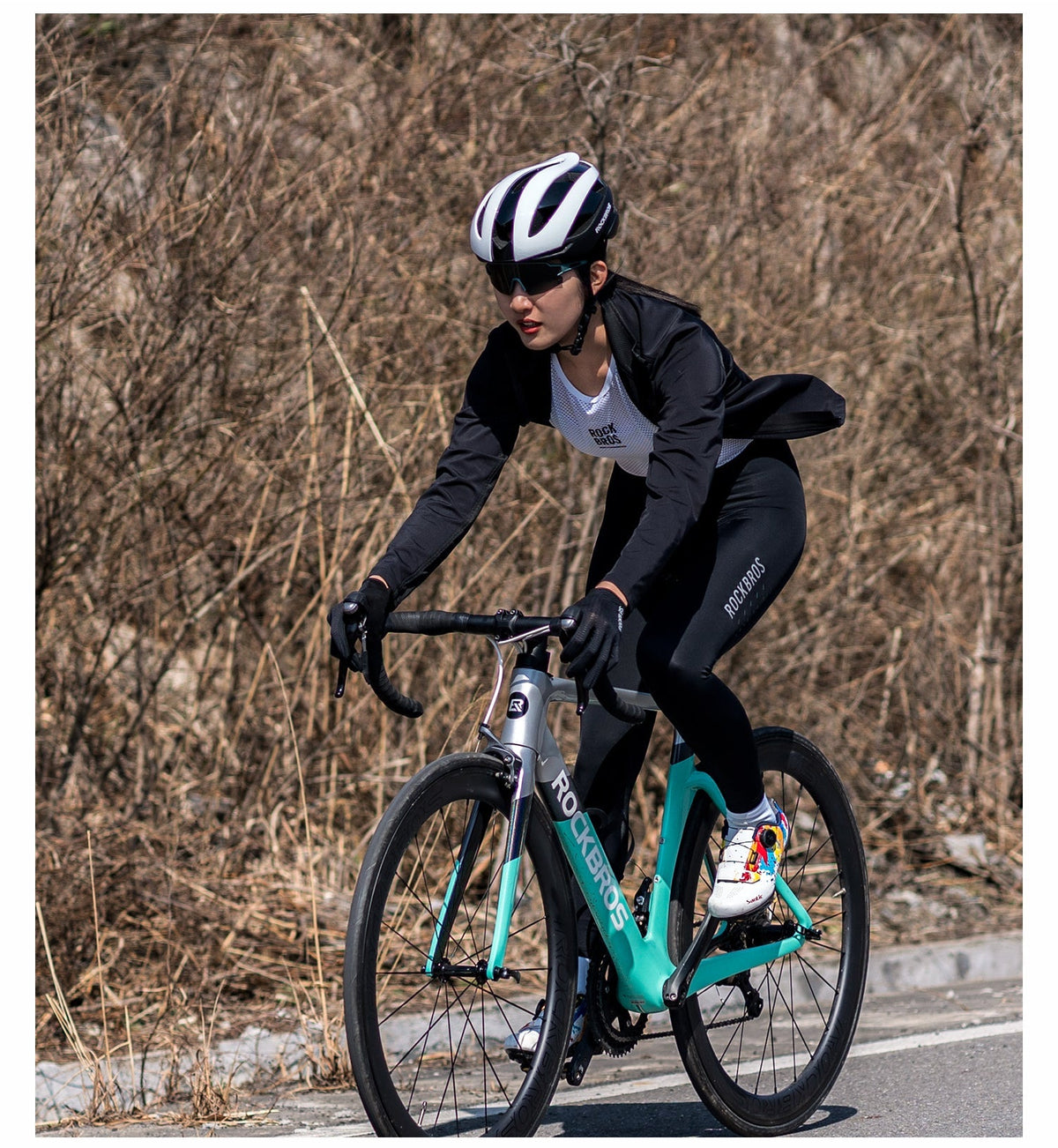 Mallas de ciclismo para mujer 【ROAD TO SKY】by ROCKBROS en negro