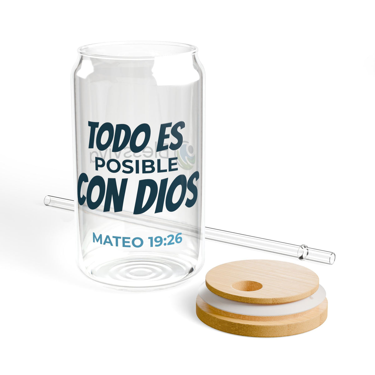Glass Sipper — "Todo es posible con Dios" Mateo 19:26 Vaso inspirador (16oz)