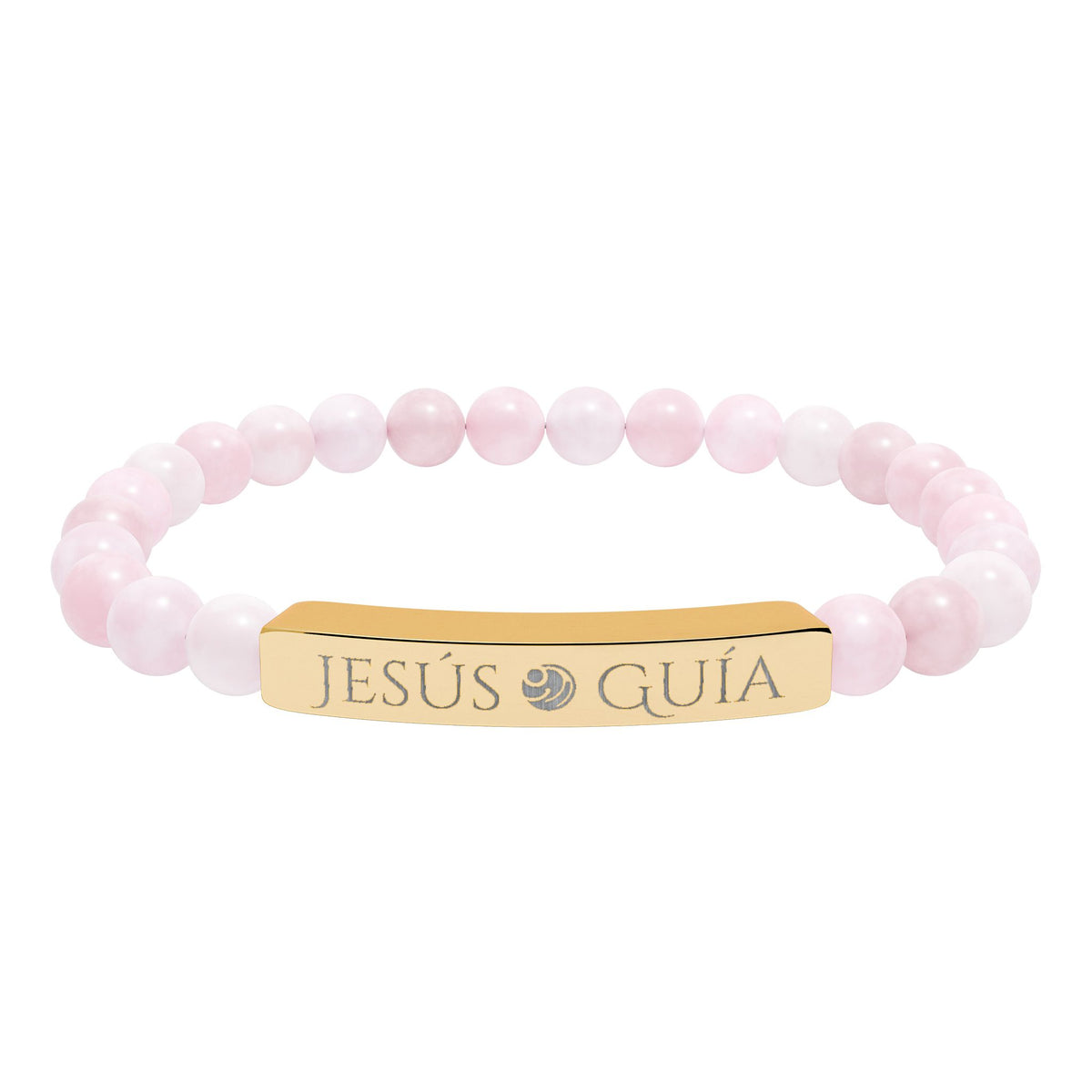 Pulsera de barra de piedra natural grabada - "Jesús guía"