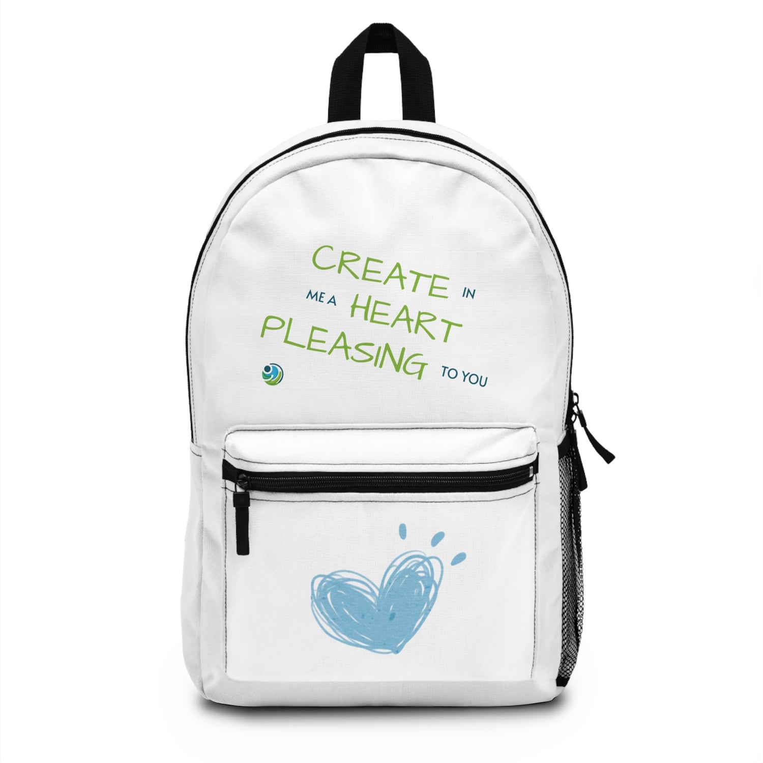 Backpack — "Create in me a heart pleasing to You"