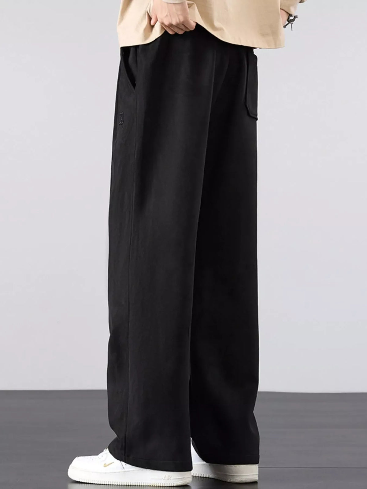 Pantalones casuales de talla grande para hombre, holgados con cordón