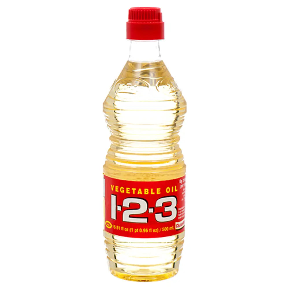 1-2-3 Vegetable Oil  Red Label 16.9 oz box of 24 units