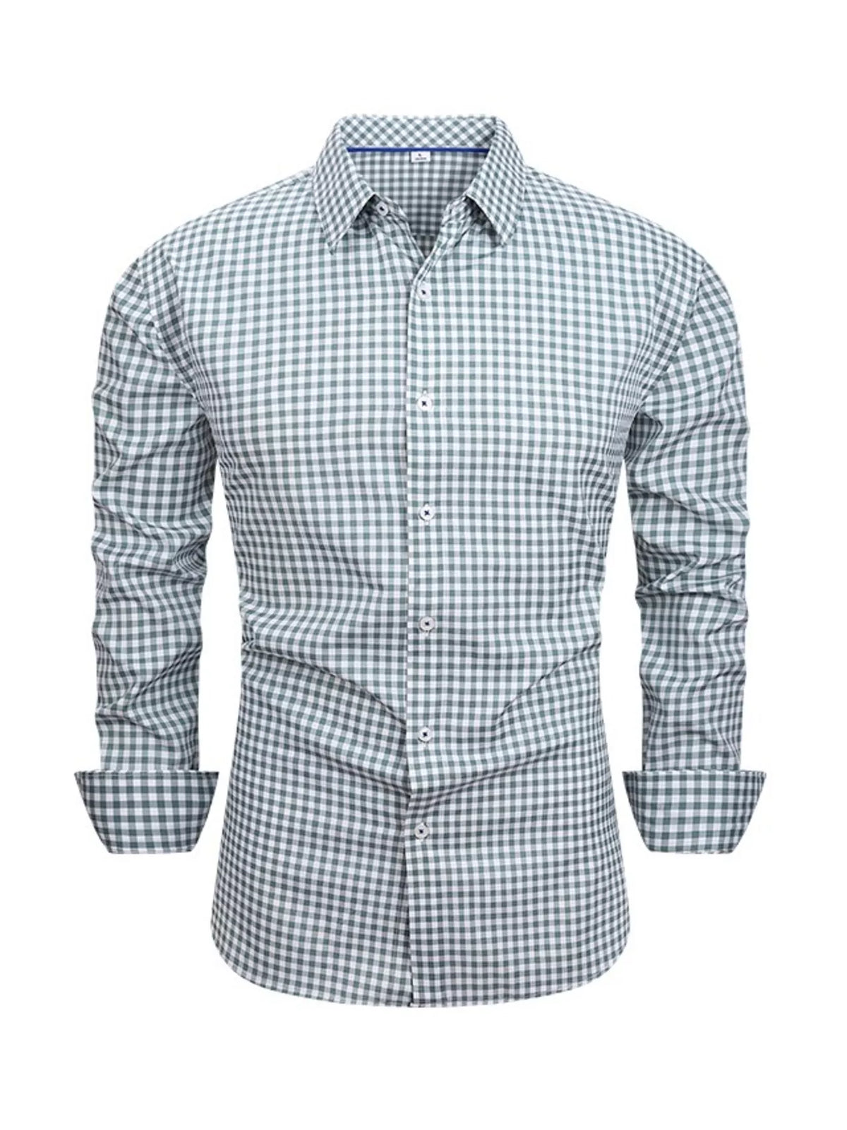 Men's Full Size Classic Fit Long Sleeve Gingham Shirt Plus Size