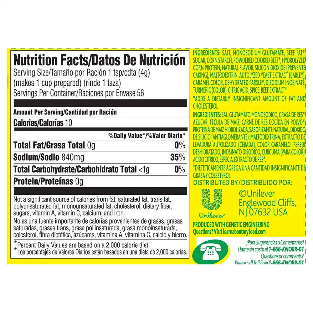 Caldo de res granulado Knorr, caja de 12 unidades, 7.9 oz