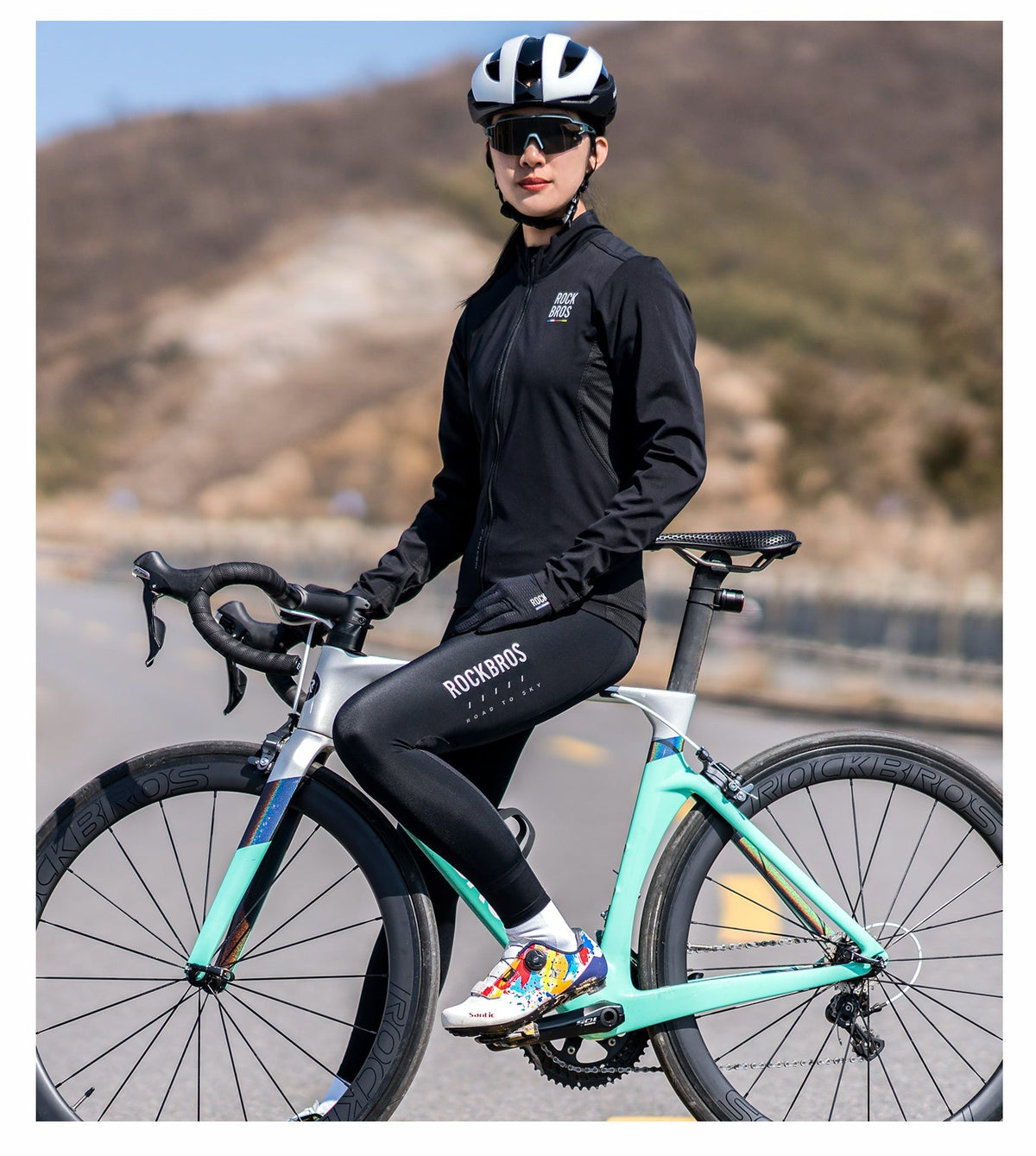 Mallas de ciclismo para mujer 【ROAD TO SKY】by ROCKBROS en negro