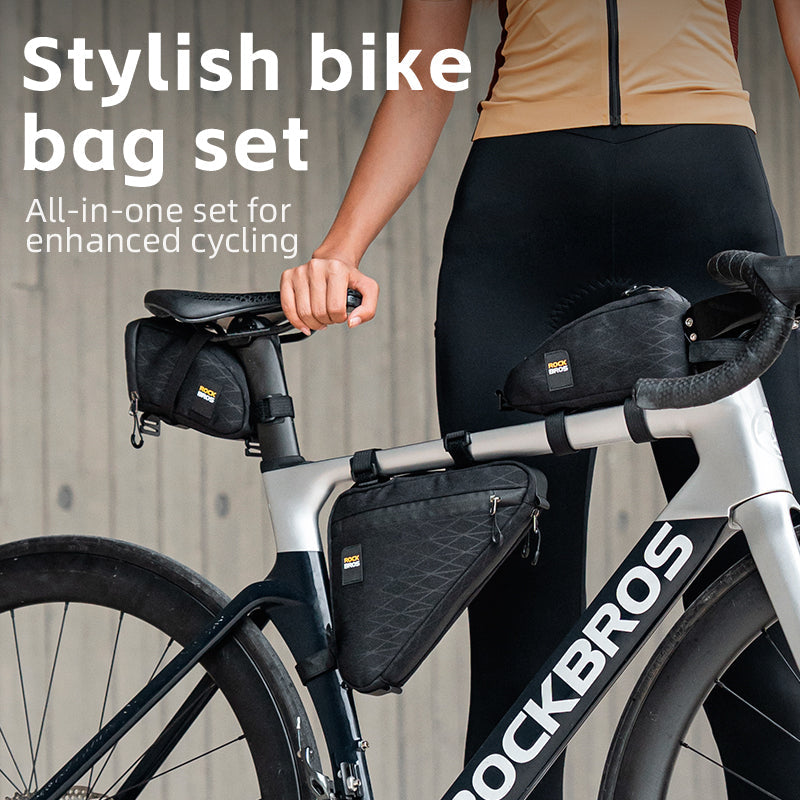 Juego de bolsas combinadas para bicicleta ROCKBROS: bolsa para tubo superior, bolsa para triángulo y bolsa para sillín