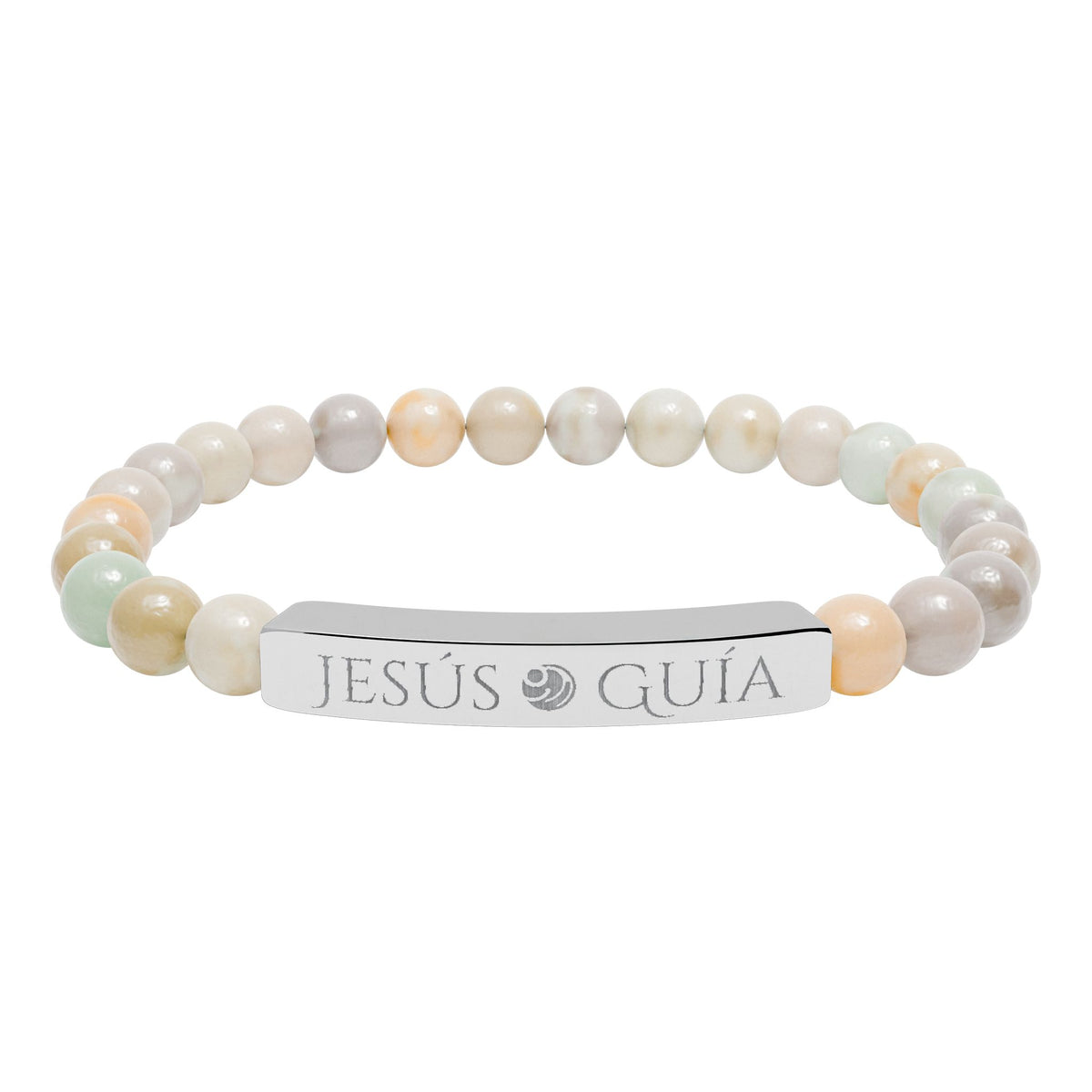 Pulsera de barra de piedra natural grabada - "Jesús guía"