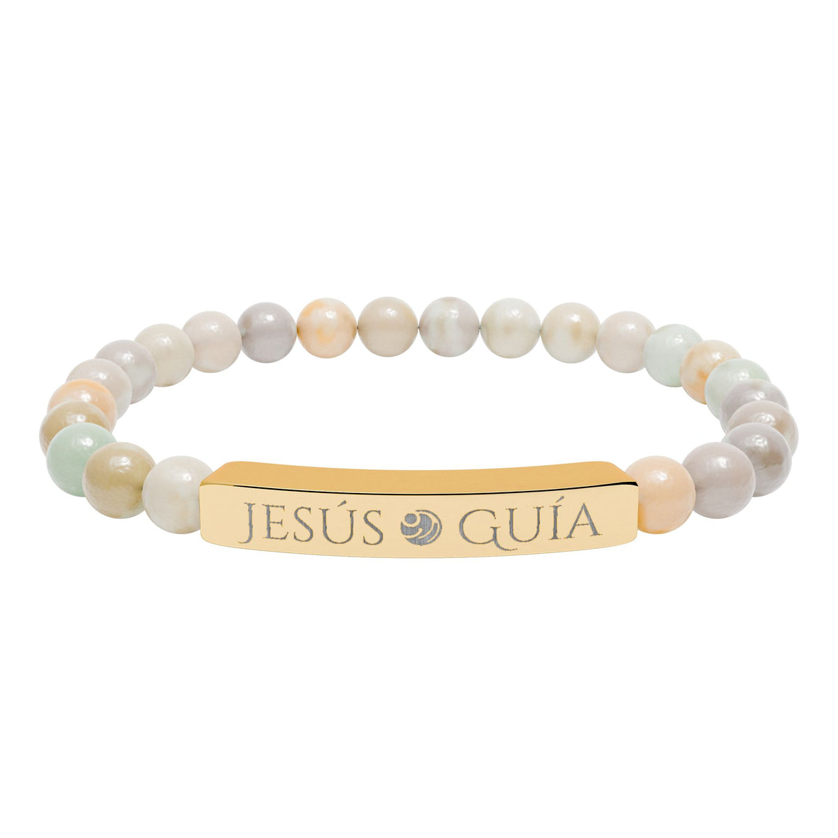 Pulsera de barra de piedra natural grabada - "Jesús guía"