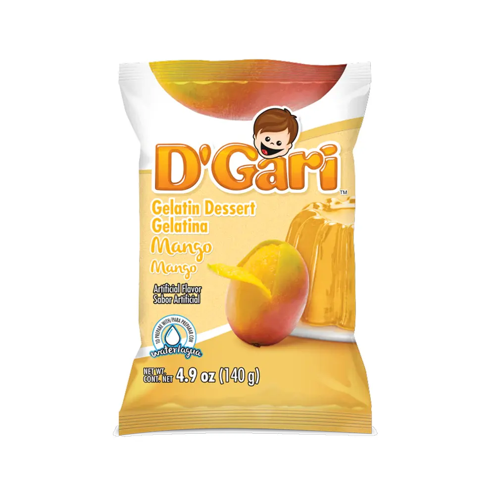 D'Gari Gelatin Mango Water 4.2 oz box of 24 units