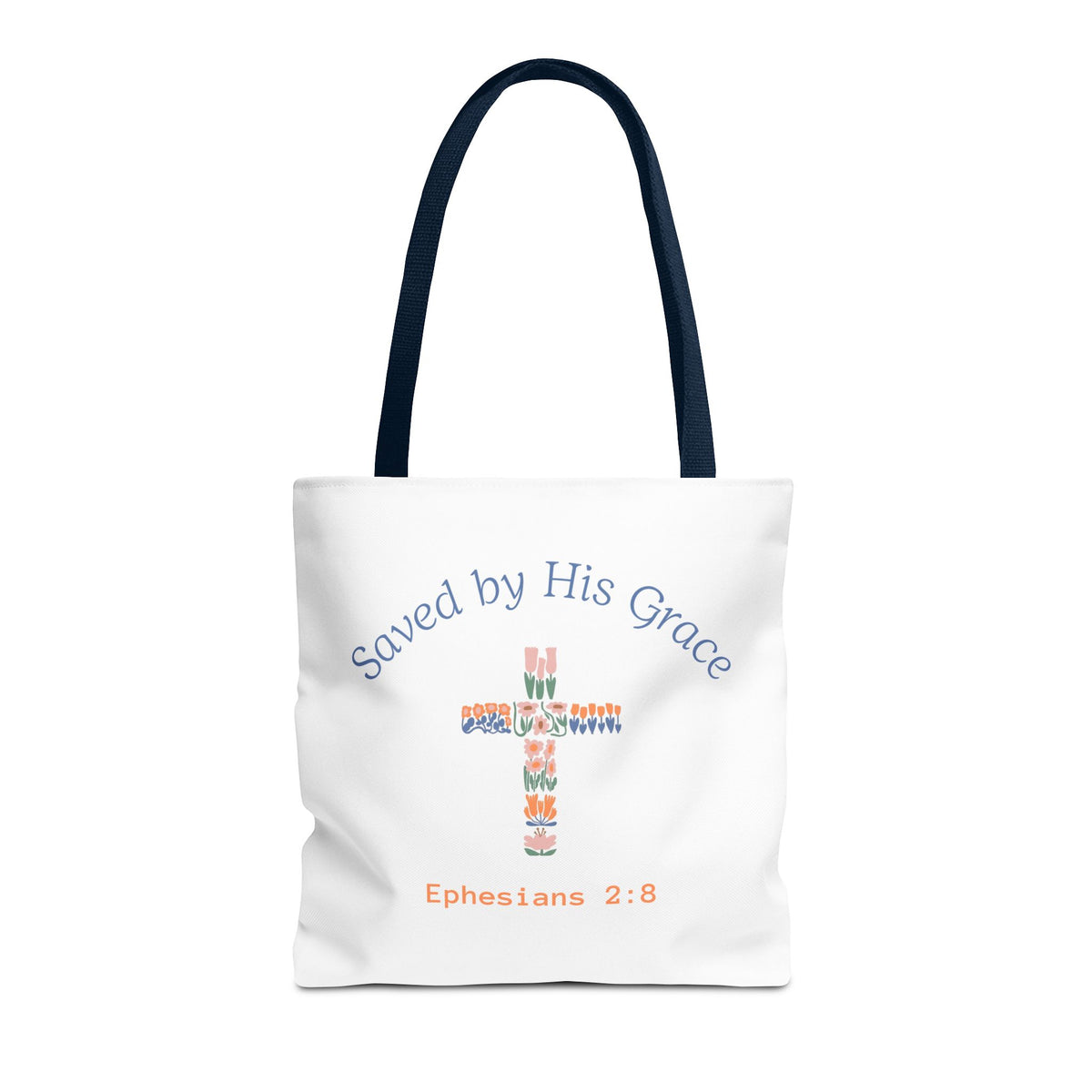 Bolsa tote cristiana — "Salva por Su gracia"