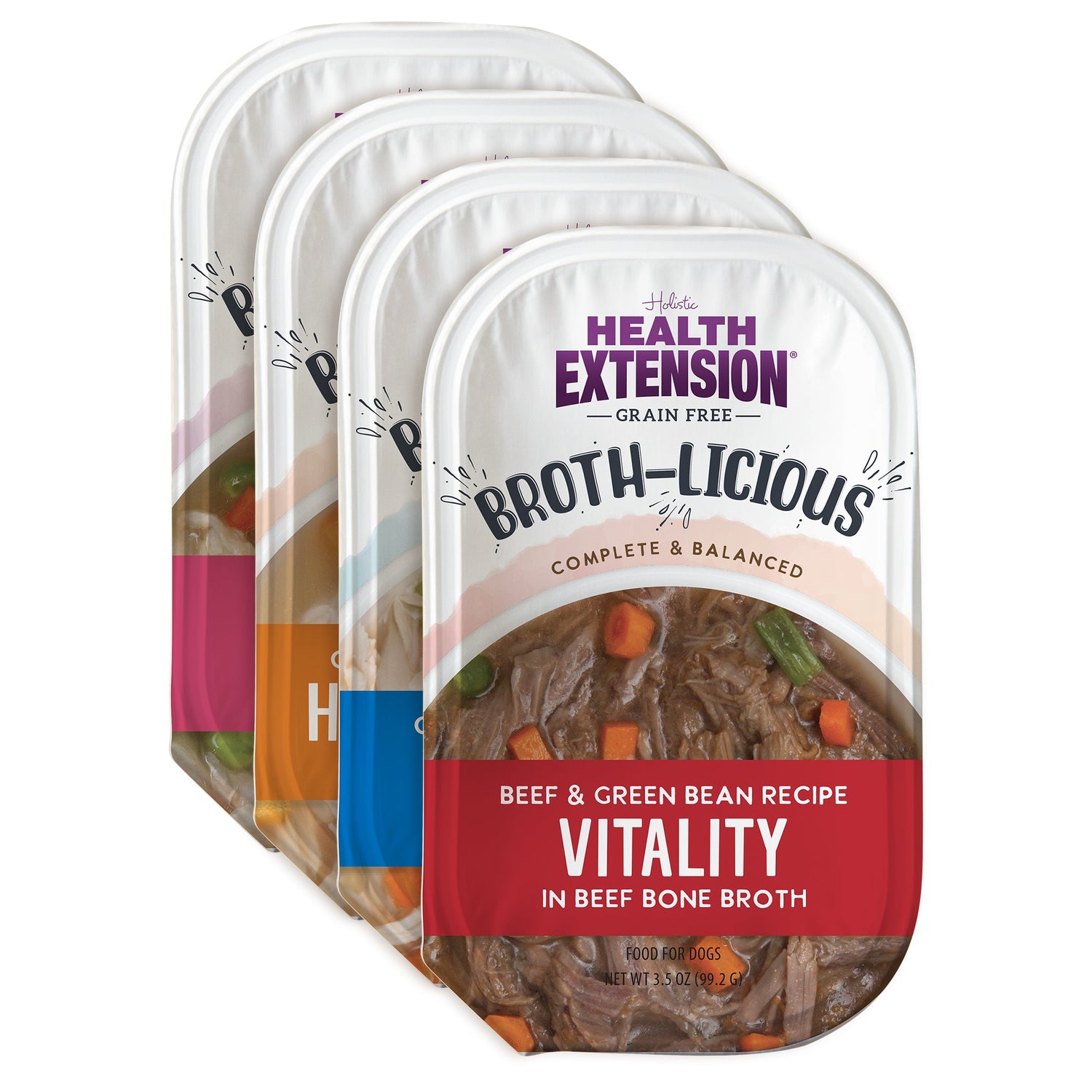 Paquete de Muestra de Caldo Delicioso Health Extension – Variedad para Perro Adulto (Paquete de 4)