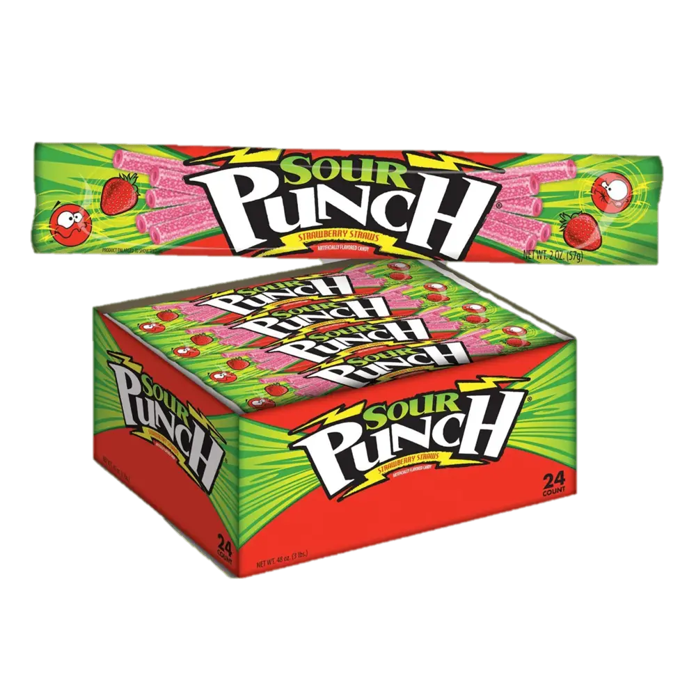Sour Patch Straws Strawberry Candy 2 oz case of 24 units