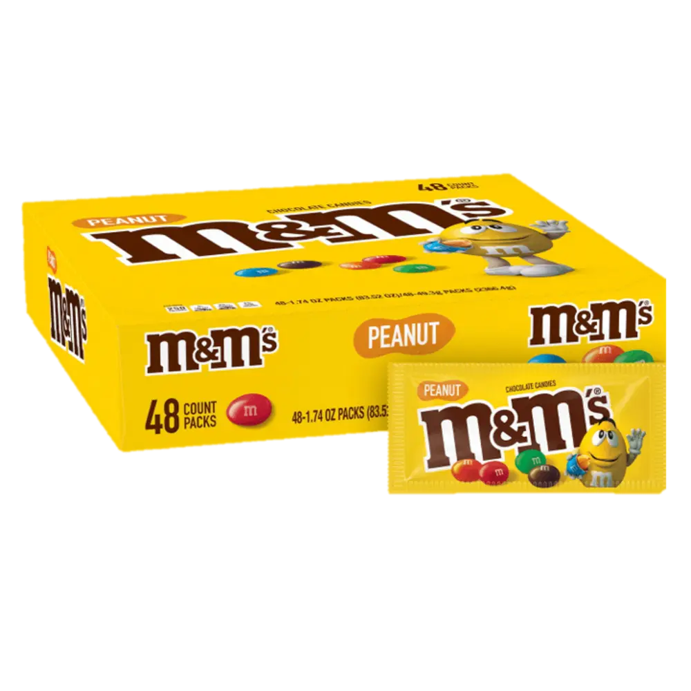 M&M Peanut Chocolate Pieces Caja de 48 unidades de 1.74 oz