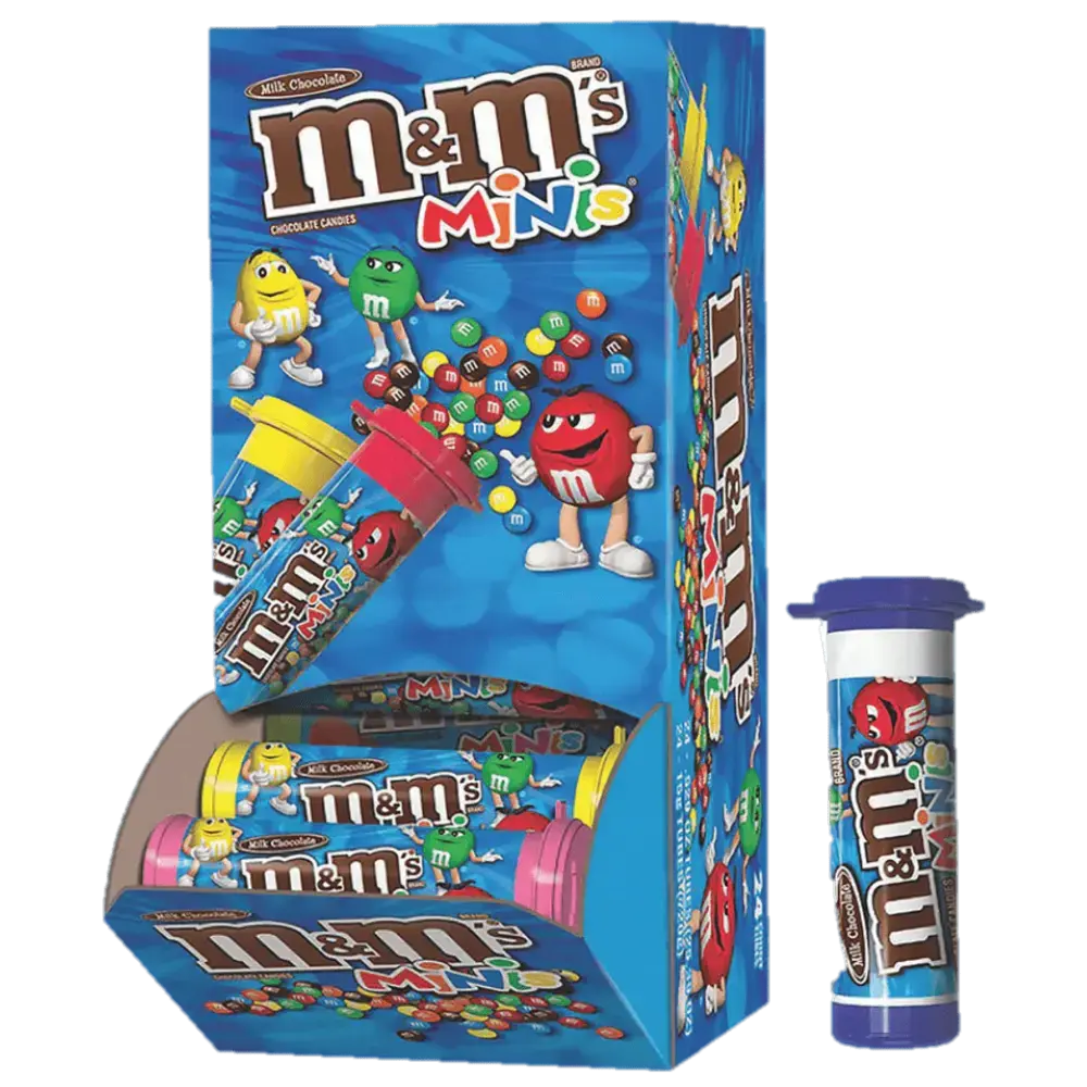 M & M Minis Tube Chocolate Pieces 1.08 oz box of 24 units