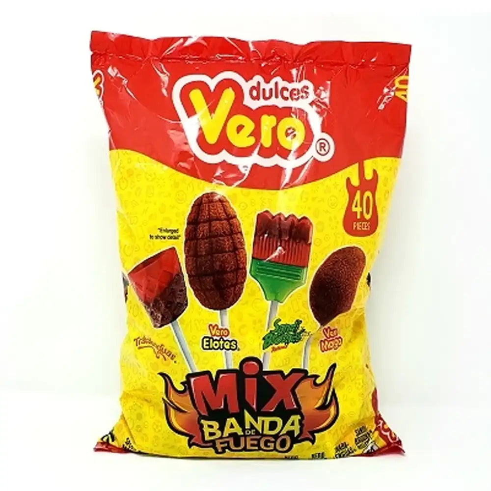 Vero Mix Fuego Lollipop 40 ct caja de 7 unidades