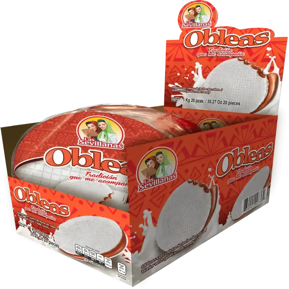 Las Sevillanas Wafer con Cajeta Display 6x20ct 40 gm box of de 120 units