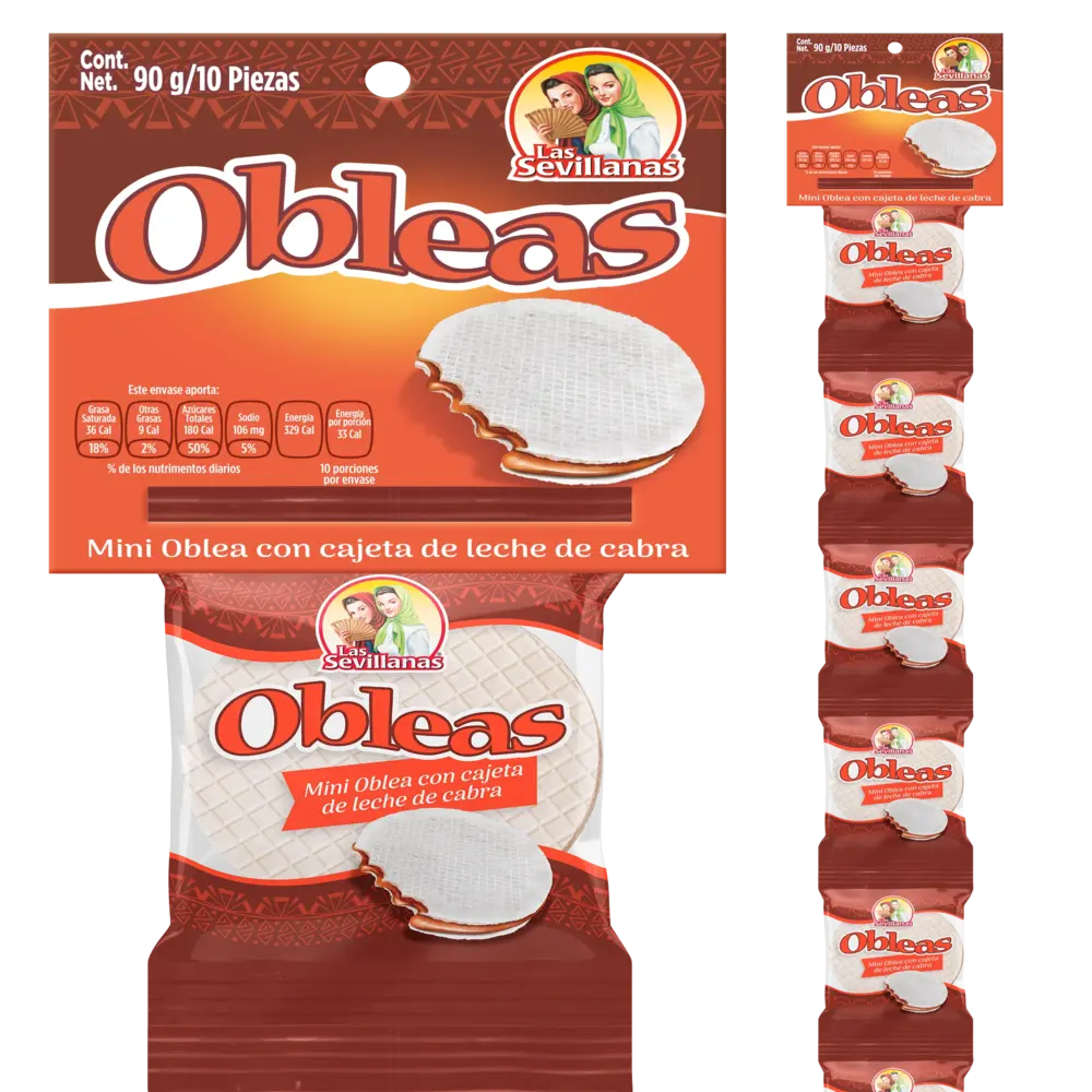 Las Sevillanas Mini Wafer con Cajeta Strip 10 ct box of  20 units
