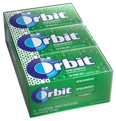 Orbit Gum Spearmint 14 pc box of 12 units