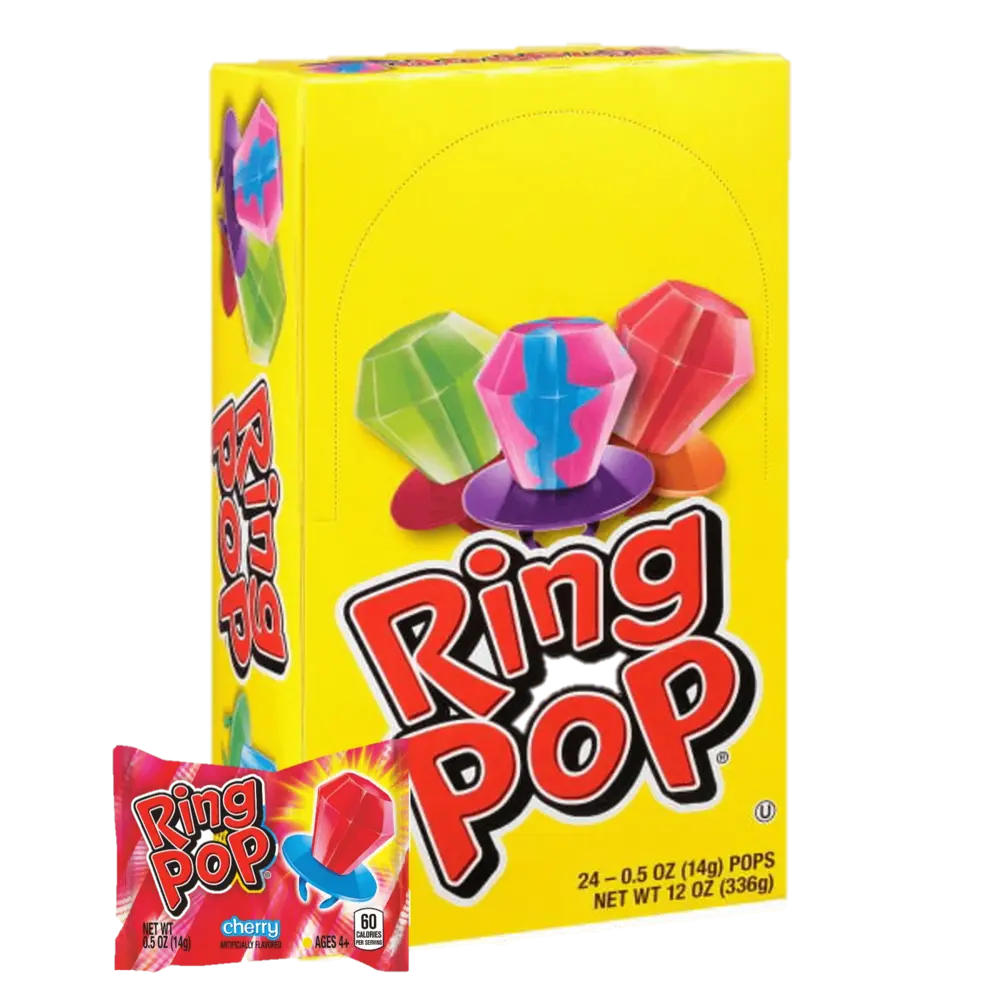 Ring Pops Fruit Hard Candy .5 oz box of 24 units