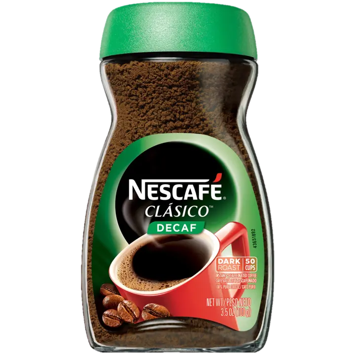 Café instantáneo descafeinado Nescafé Clásico, caja de 6 unidades, 3.5 oz