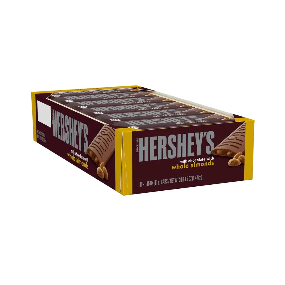 Hersheys Milk Chocolate W/Almonds 1.45 oz box of de 36 units