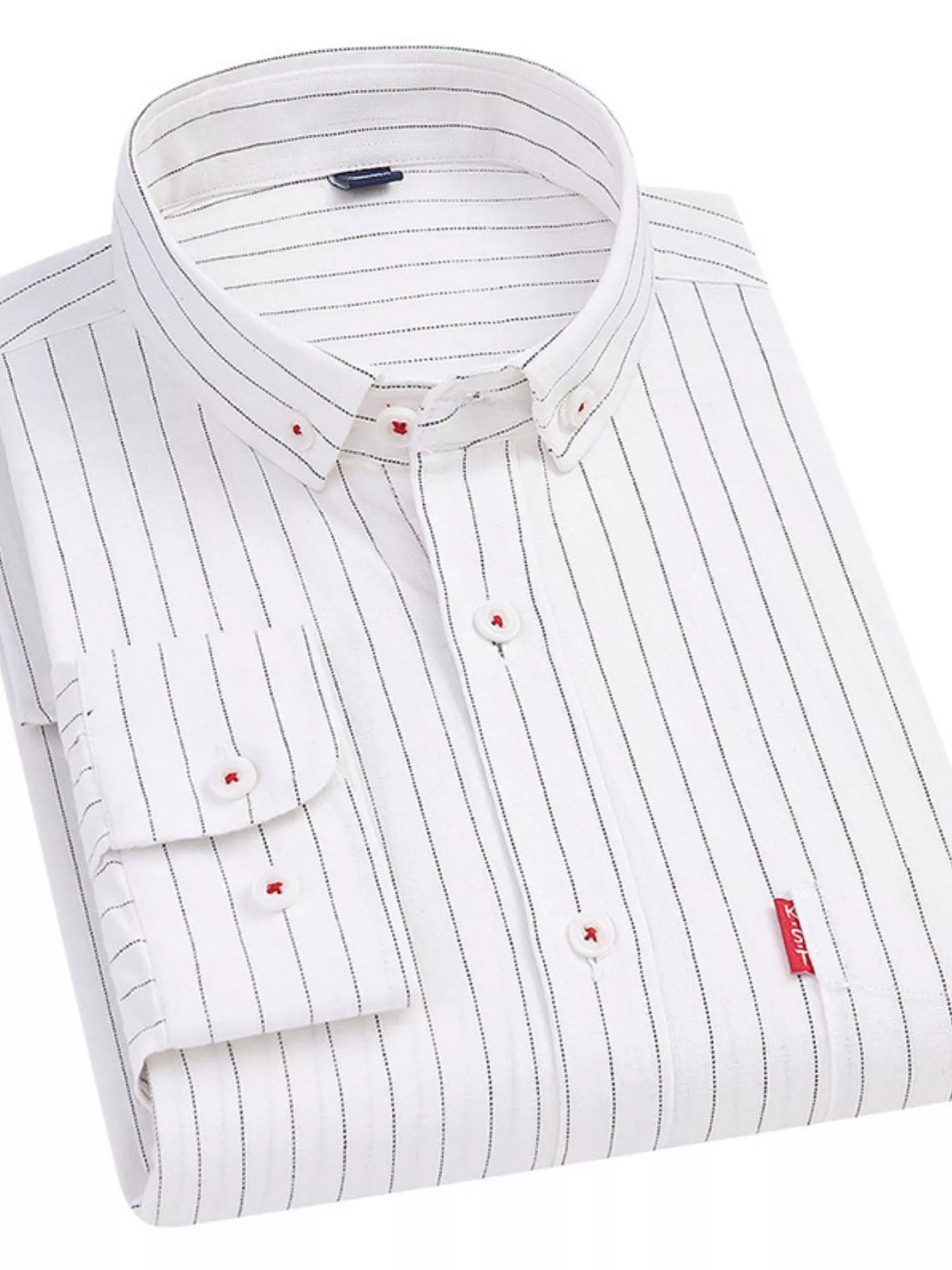 Camisa informal de manga larga a rayas de talla grande para hombre