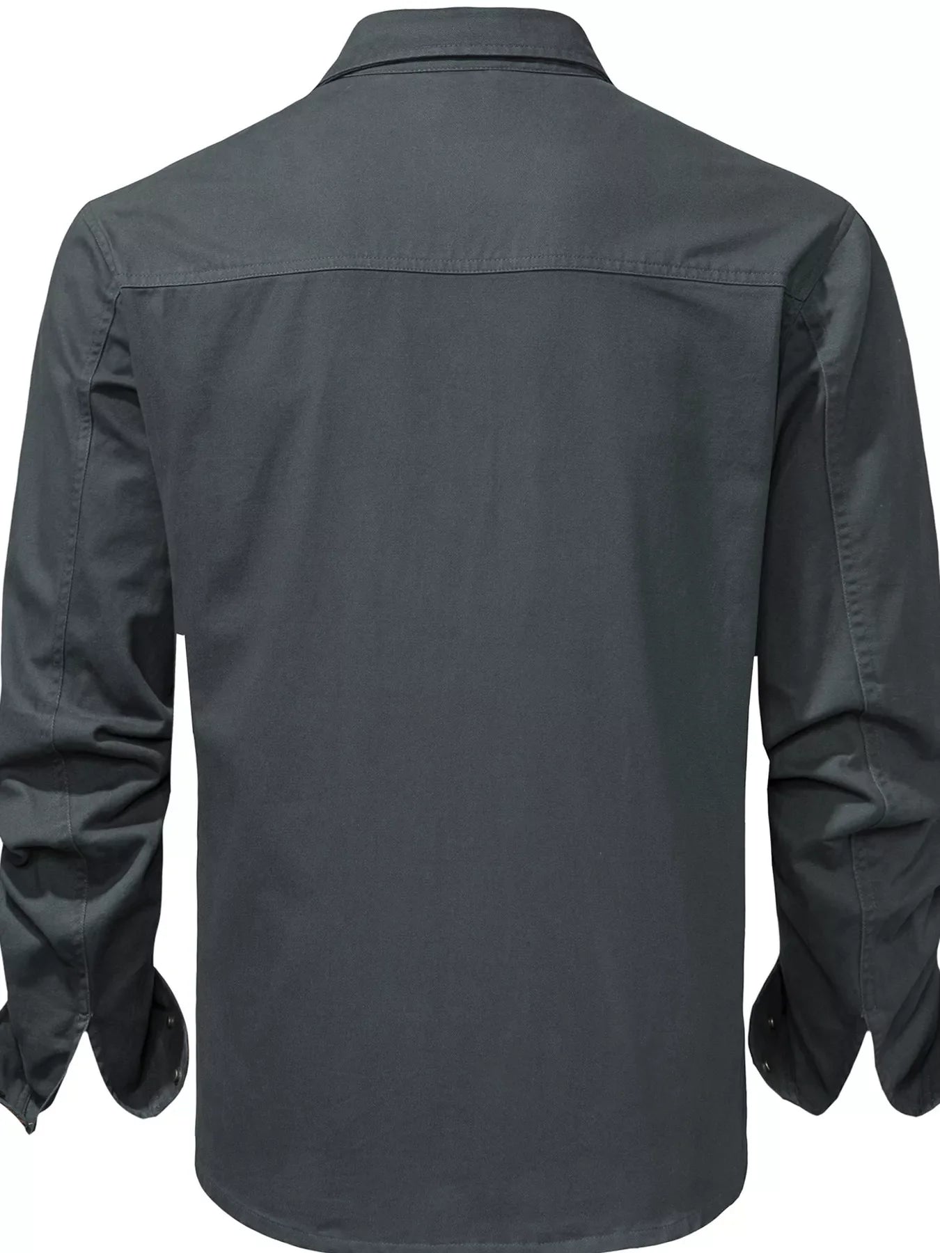 Camisa informal de manga larga con botones y bolsillos para hombre
