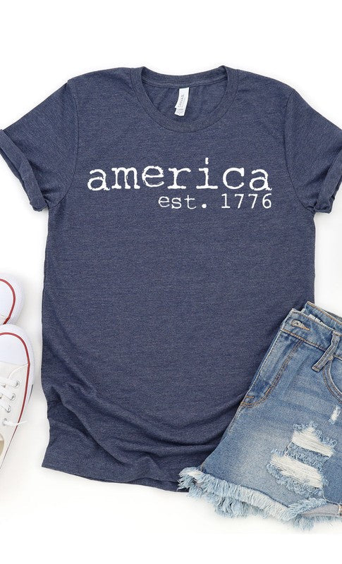 Camiseta gráfica patriótica de talla grande de Estados Unidos fundada en 1766